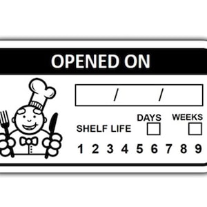 Opened On Labels Shelf Life Stickers Best Before Labels