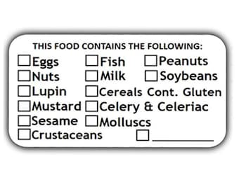 Food Allergy Labels Food Warning Labels Allergen Stickers FA1