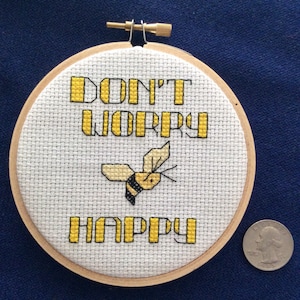Finished &quot;Don&#39;t worry BEE happy&quot; cross stitch