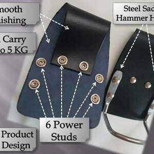 Scaffolding Black Leather Tools Belt with Hammer Holder Steel Saddle Best Top Quality UK Seller image 4