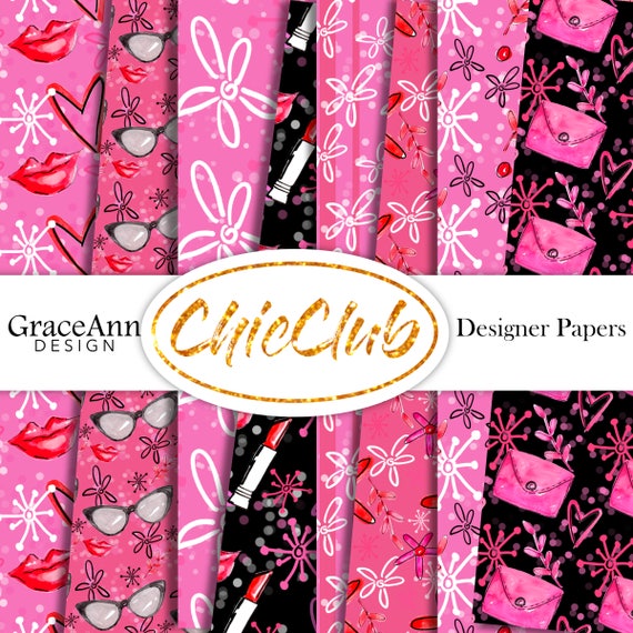 Fashion Papers Glam Patterns Stylish Planner Sticker Digital Paper Pattern scrapbook paper seamless patterns Graphics Hand Drawn Background