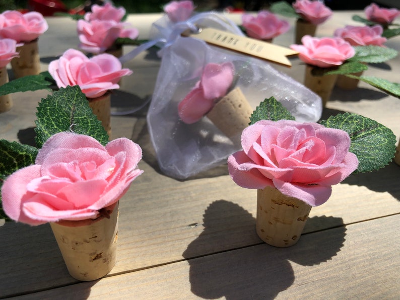 25 Wine Bottle Stoppers Blush Wedding Favors Bridal Shower Etsy