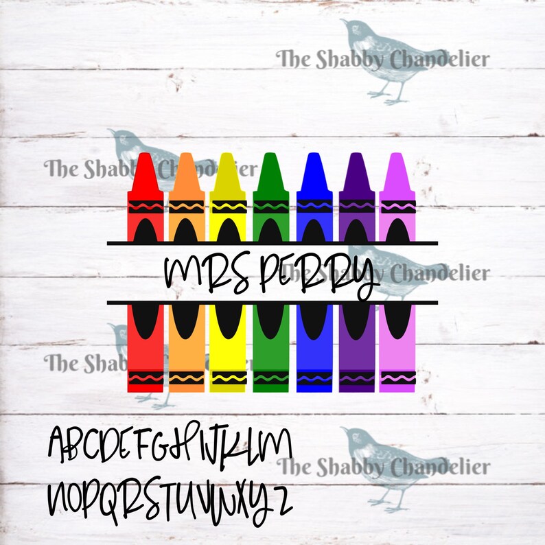 Download Teacher name with crayons. Entire alphabet included. you will | Etsy