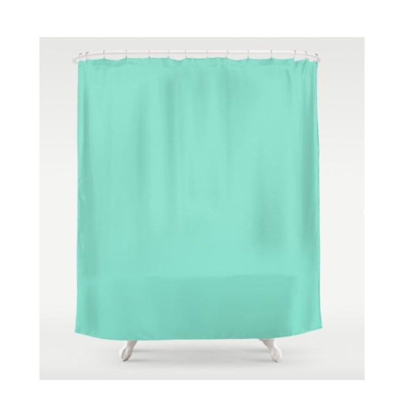 Mint Green Shower Curtain Solid Color Curtains Fabric Bathroom Modern Beach Coastal Nautical Bath Decor
