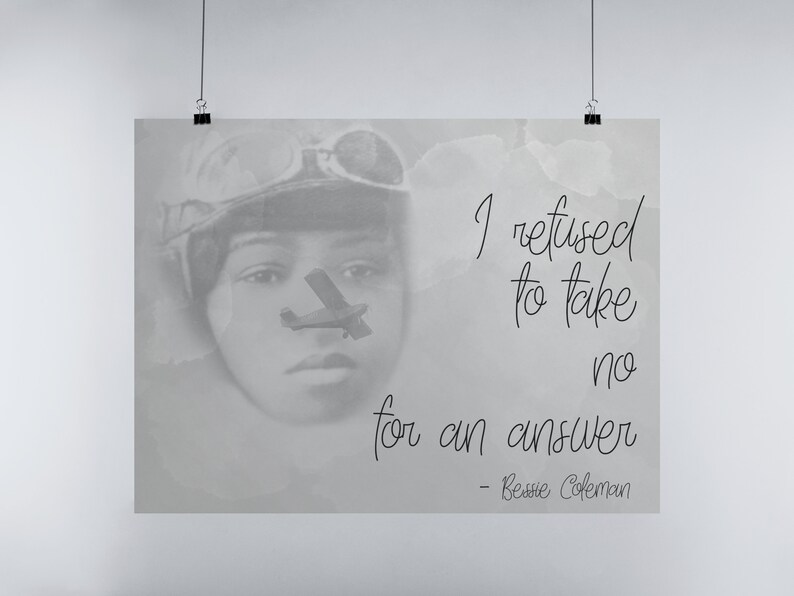 Bessie Coleman DIGITAL DOWNLOAD Printable Art Instant | Etsy