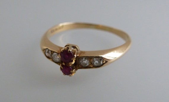 Antique 18ct Gold Ruby Diamond Engagement Ring - … - image 4