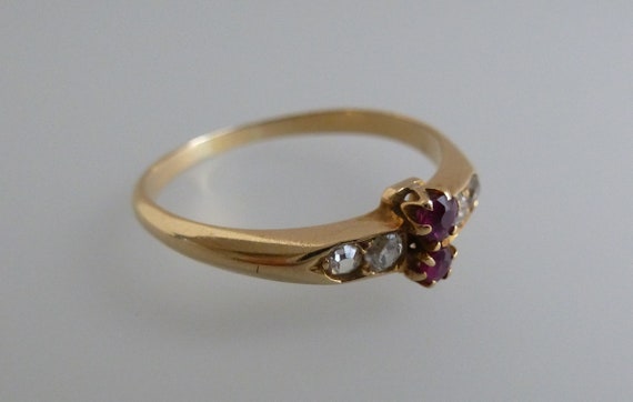 Antique 18ct Gold Ruby Diamond Engagement Ring - … - image 3