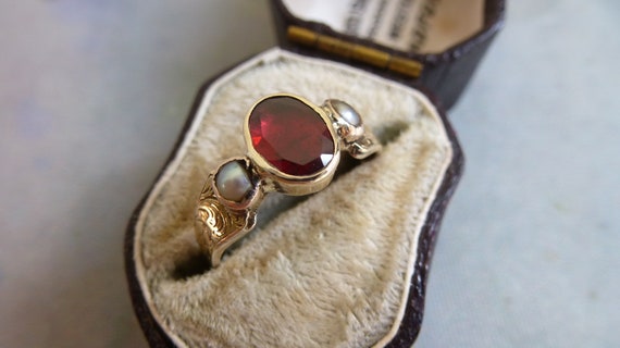 Garnet and pearl ring 1884 sale