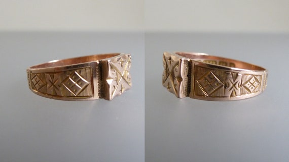 Victorian Signet Ring - 9ct Rose Gold - Ornate Ca… - image 3