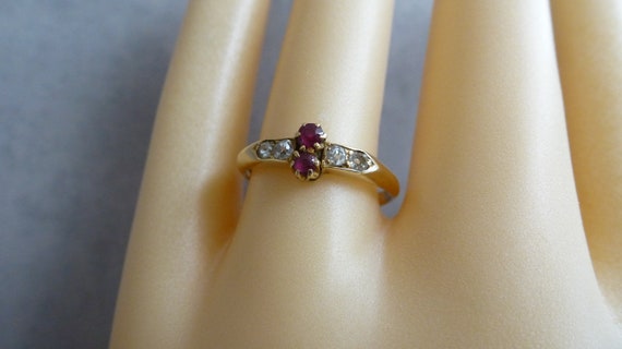 Antique 18ct Gold Ruby Diamond Engagement Ring - … - image 2