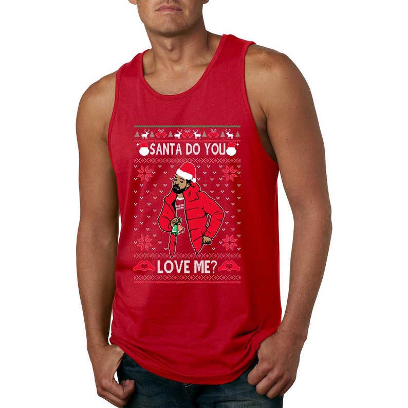 Mens Funny Christmas Graphic Tank Top Santa Do You Love Me White