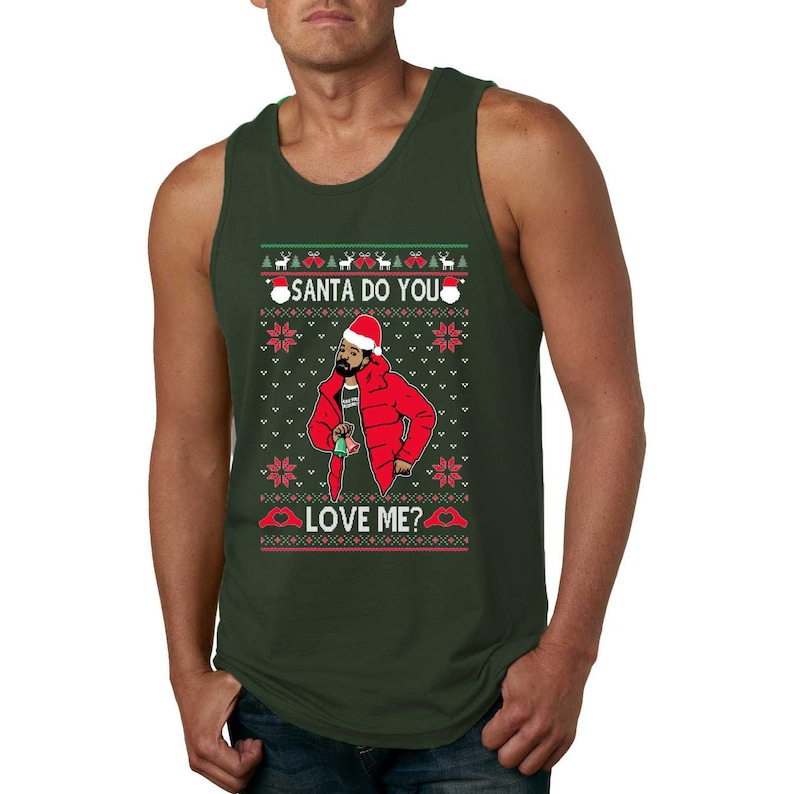 Mens Funny Christmas Graphic Tank Top Santa Do You Love Me White