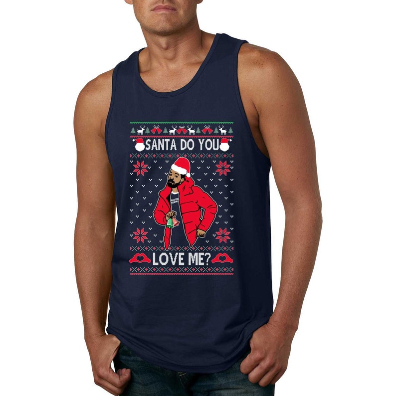 Mens Funny Christmas Graphic Tank Top Santa Do You Love Me White