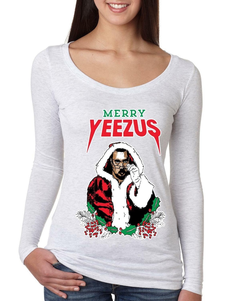Kanye Santa West Wild Bobby Merry Yeezus Mens Ugly Christmas Sweater Fashion Graphic Tank Top