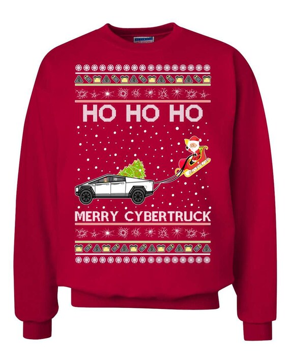 Ho Ho Ho Merry Cybertruck Funny Xmas Surrender Cybertruck Ugly Christmas Sweater Tesla Cybertruck Meme Christmas Sweater