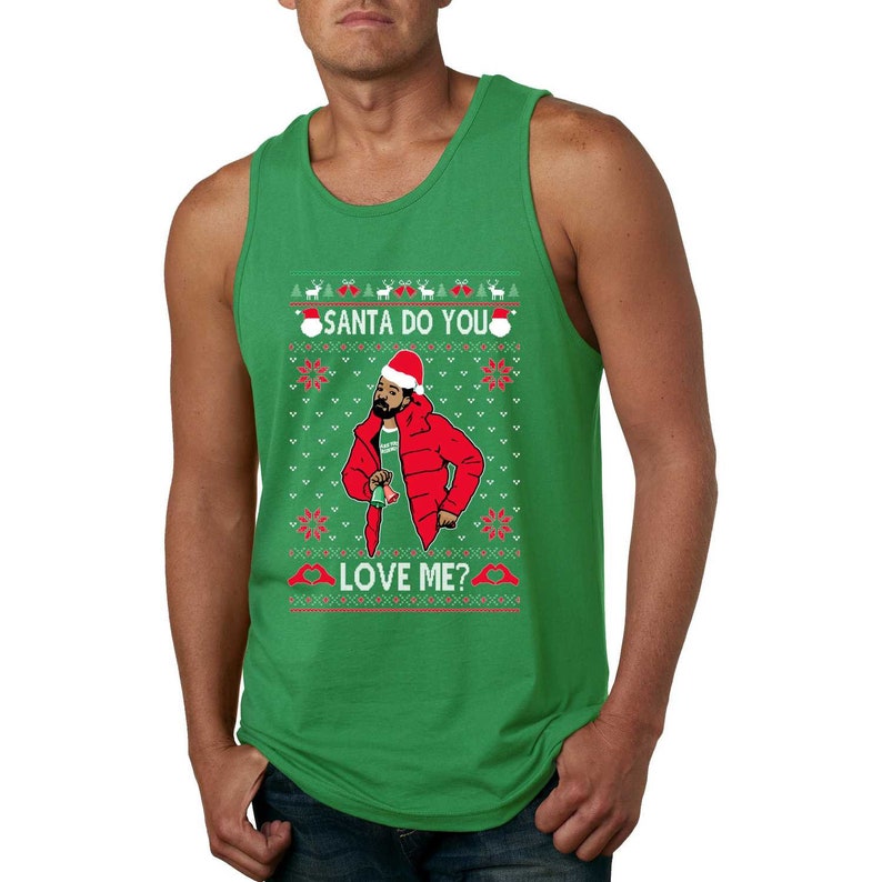 Mens Funny Christmas Graphic Tank Top Santa Do You Love Me White