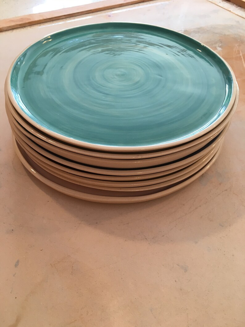set of pastel plates