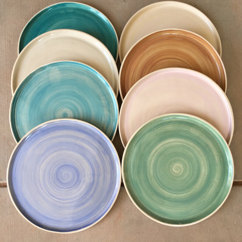 set of pastel plates