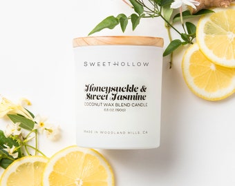 Honeysuckle Jasmine Candle | Floral Scented Candle for Home | Highly Scented and Long Lasting Coconut Wax Luxury Candle