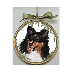 Shetland Sheepdog - Sheltie Ornament - Sheltie Hoop Art - Personalize - Herding Dog - Sheltie Embroidery