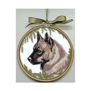 Norwegian Elkhound Ornament - Norwegian Elkhound Hoop Art - Personalize - Norwegian Elkhound Lover Gift