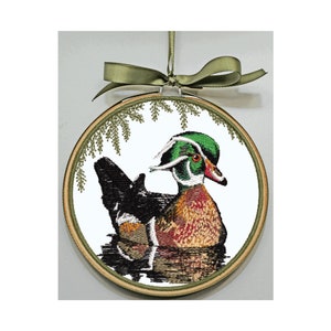 Wood Duck Ornament - Wood Duck Hoop Art - Carolina Duck Embroidery - Personalize - Wildlife Lover Gift