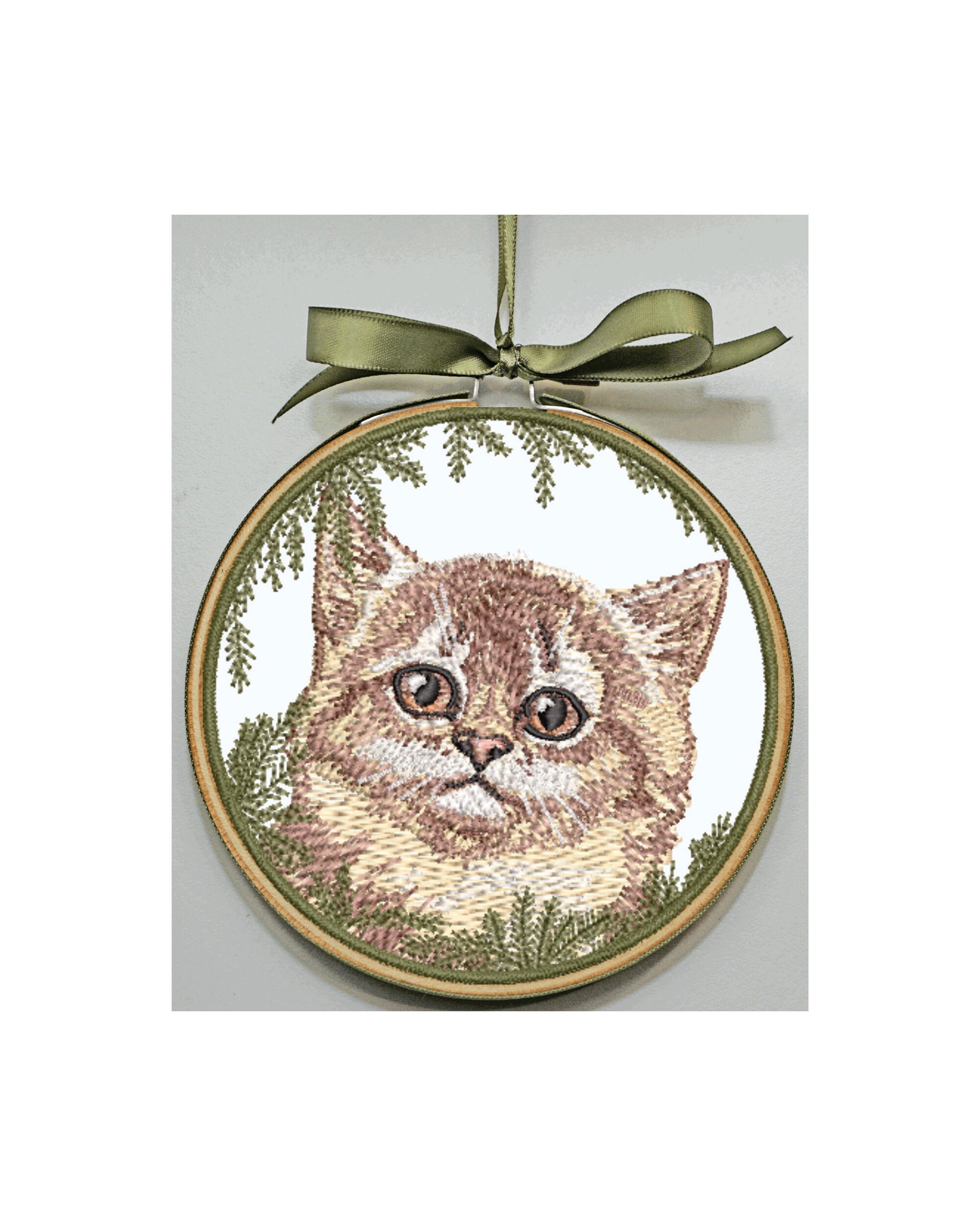 Red Somali Kitten Ornament - Somali Kitten Hoop Art - Personalize - Kitten Embroidery - Pet Art - Kitten Lover