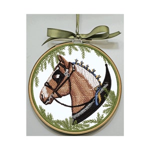 Belgian Draft Horse with Harness - Embroidered Belgian Horse - Personalize - Ornament - Hoop Art - Wall Hanging