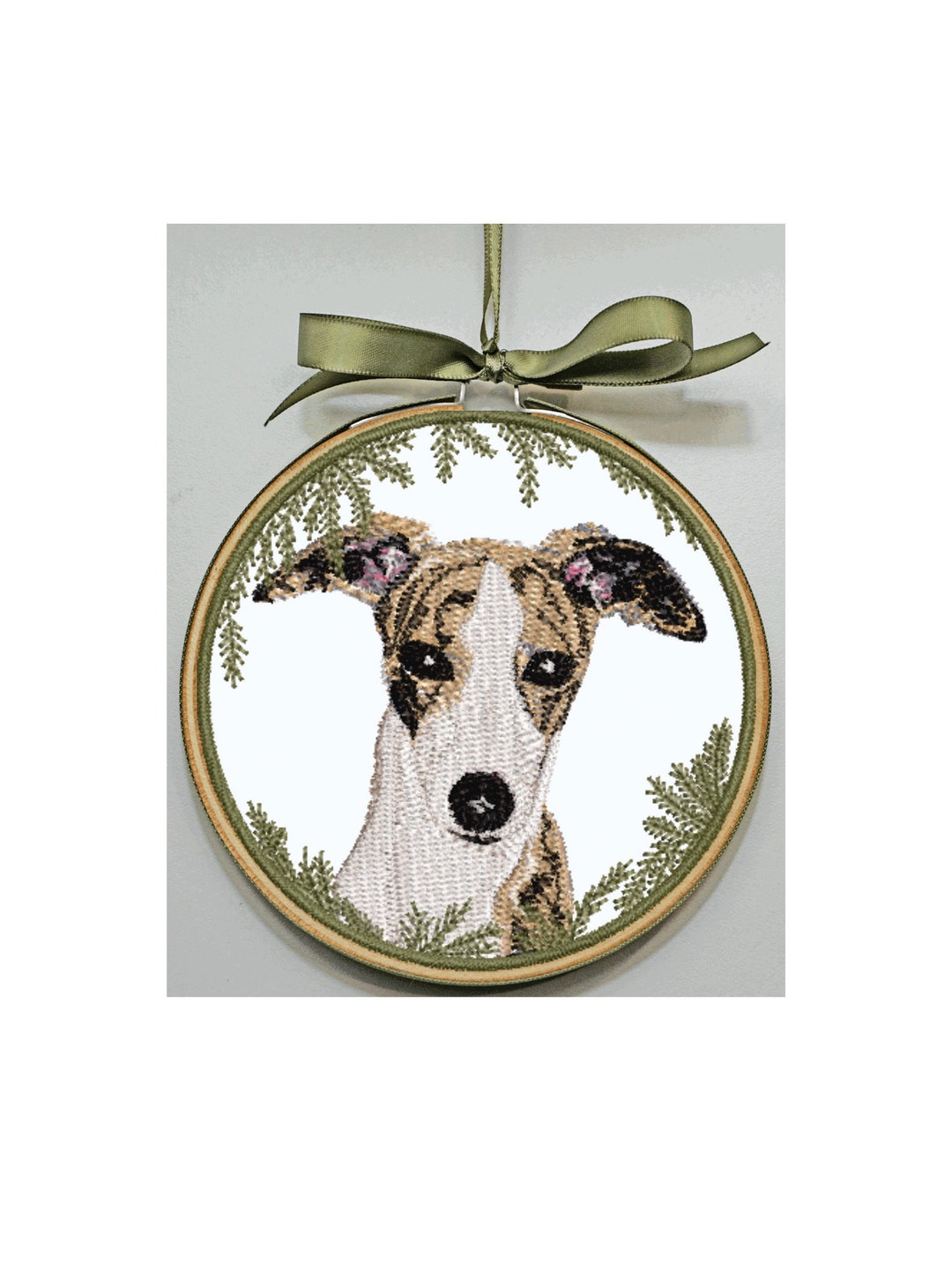 Whippet Ornament Whippet Hoop Art Personalize Whippet Etsy
