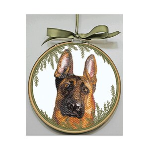 Belgian Malinois Ornament - Malinois Hoop Art -  Belgian Malinois Embroidery - Pet Art  - Personalize - Dog Art