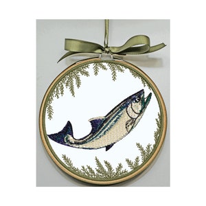Salmon Ornament - Salmon Hoop Art - Fisherman Gift - Personalize - Wildlife - Salmon Run - Fishing Trip Gift