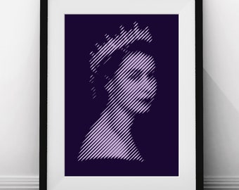 Queen Elizabeth II Portrait – Hand-cut Paper – Wall Art – Queen Elizabeth Picture
