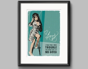 Amy Winehouse Art Print, Poster, Artwork, Graphics, Graphic Art, Design, Pop Art, Rehab, Giclée, A2, A3, A4, A5, Greetings Card