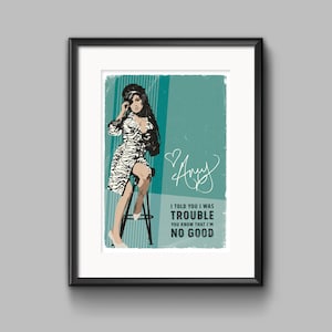 Amy Winehouse Art Print, Poster, Artwork, Graphics, Graphic Art, Design, Pop Art, Rehab, Giclée, A2, A3, A4, A5, Wenskaart