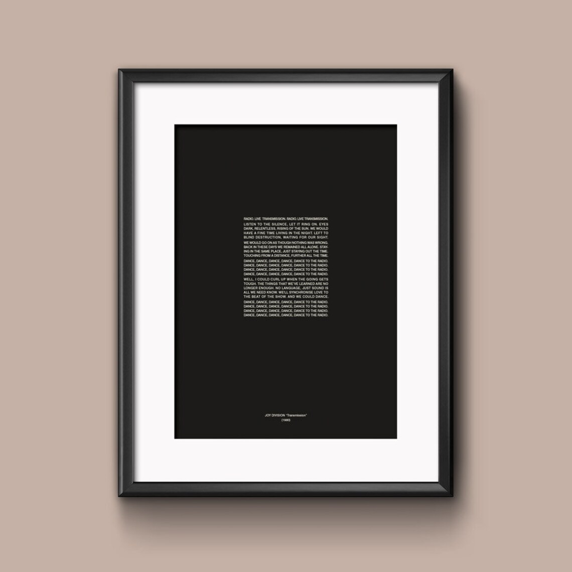 Joy Division Transmission Lyrics Art Print Poster Etsy