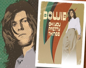 David Bowie Art Print, Poster, Artwork, Graphics, Graphic Art, Design, Oh You Pretty Things, Hunky Dory, Ziggy Stardust, Giclée, A2, A3, A4