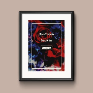 Oasis, Don&#39;t Look Back In Anger, Testi, Stampa artistica, Poster, Opere d&#39;arte, Grafica, Grafica, Design, A2, A3, A4 Giclée Print