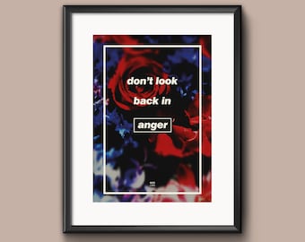 Oasis, Don't Look Back In Anger, Lyrics, Art Print, Poster, Artwork, Graphics, Graphic Art, Design, A2, A3, A4 Giclée Print
