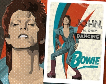 David Bowie Art Print, Poster, Artwork, Graphics, Graphic Art, Design, John I'm Only Dancing, Aladdin Sane, Ziggy Stardust, A2, A3, A4