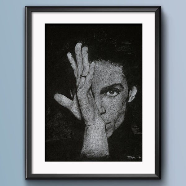 Prince, Prince Rogers Nelson, Art Print, Drawing, Portrait, Artwork, Giclée Print, Wall Art, Greetings Card, Black and White