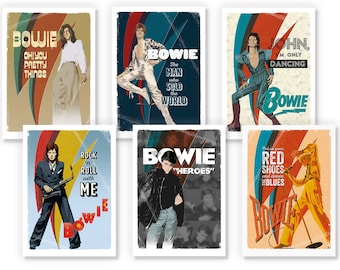 David Bowie Greetings Card, Postcard, Print, Poster, Artwork, Graphics, Graphic Art, Birthday Card, Hunky Dory, Ziggy Stardust, A5, A6