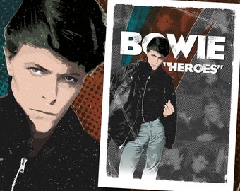 David Bowie Art Print, Poster, Artwork, Graphics, Graphic Art, Design, Heroes, Aladdin Sane, Hunky Dory, Ziggy Stardust, Giclée, A2, A3, A4