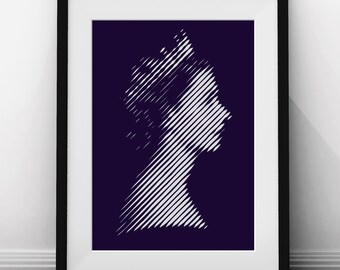 Queen Elizabeth II Portrait – Hand-cut Paper – Wall Art – Queen Elizabeth Picture