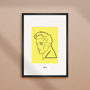 Elvis Presley Print, Portrait, Illustration, Art, Line Drawing, Stroke of Genius