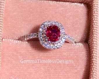 Natural Untreated Ruby and Pink Diamonds Ring 18K Gold