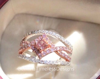 Natuurlijke onbehandelde roze diamantring