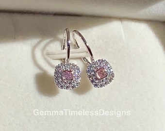 Natural Untreated Pink Diamond Leverback Earrings