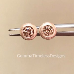 Natural Untreated Champagne/Chocolate Diamond Stud Earrings