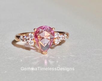 1.17ct Natural Rose Cut Pink Sapphire and Diamond Ring