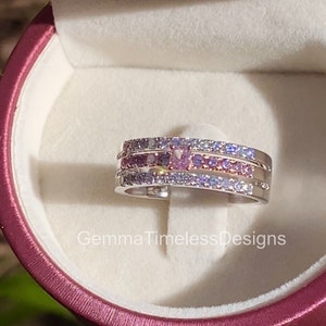 Natural Untreated Pink Diamond Band Ring 18K Gold